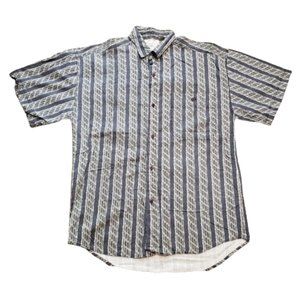 Sedan Button Up Shirt Vintage Short Sleeve Striped Men's Small S Gray Pre-owned